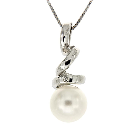 Pendente con Perla e Diamante CT 0.01