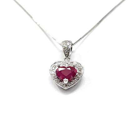 Pendente con Rubino Cuore CT 1.10 e Diamanti  CT 0.13