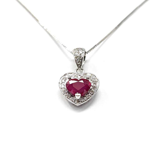 Pendente con Rubino Cuore CT 1.10 e Diamanti  CT 0.13