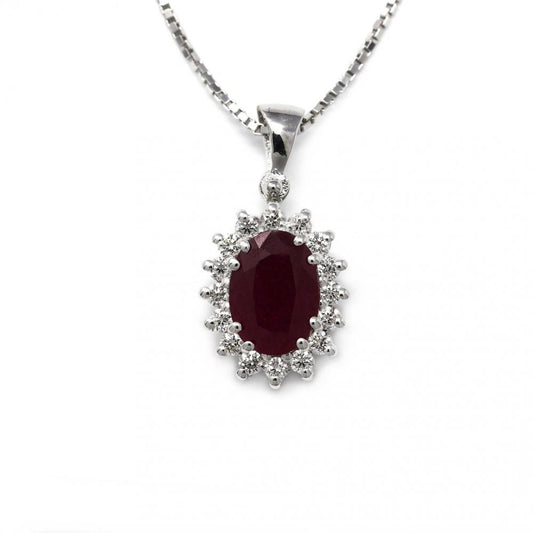 Pendente con Rubino CT 0.80 e Diamanti CT 0.16