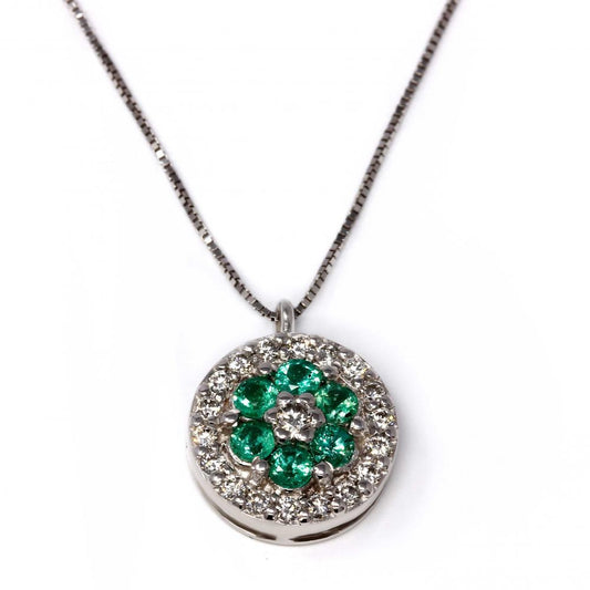 Pendente con Smeraldi CT 0.25 e Diamanti CT 0.17