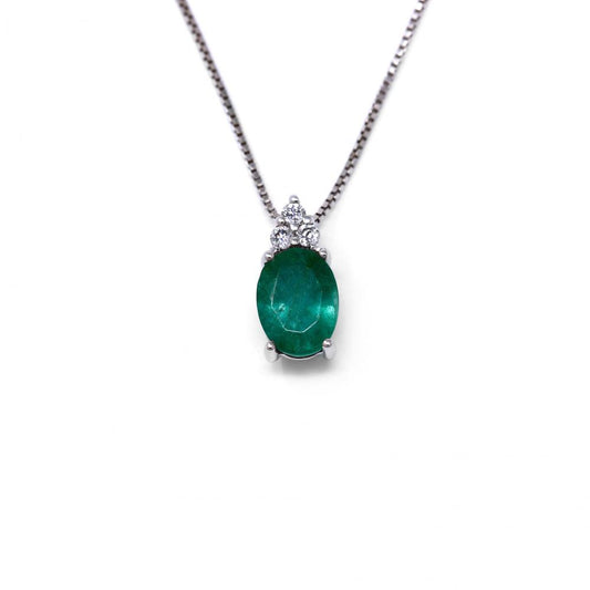 Pendente con Smeraldo CT 0.73 e Diamanti Bianchi CT 0.05