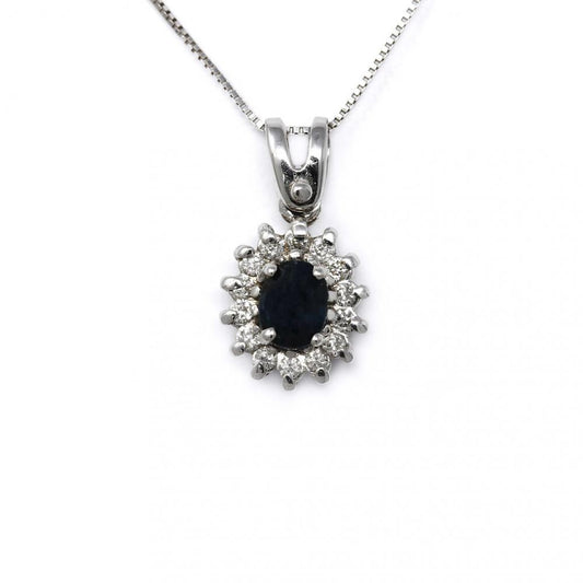 Pendente con Zaffiro CT 0.28 e Diamanti CT 0.10