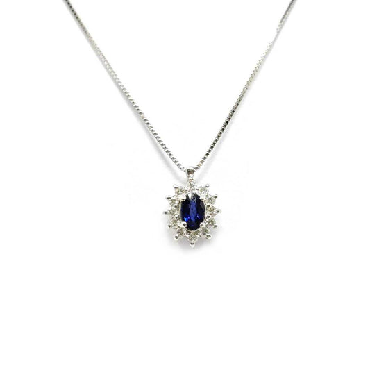 Pendente con Zaffiro CT 0.15  e Diamanti CT 0.30
