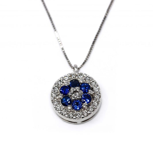 Pendente con Zaffiri CT 0.30 e Diamanti CT 0.17