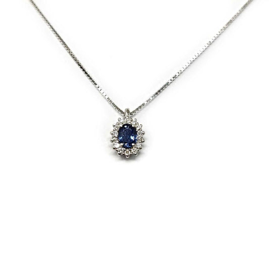 Pendente con Zaffiro CT 0.20 e Diamanti CT 0.06