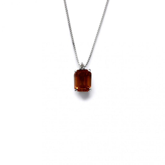 Pendente con Zaffiro Orange e Diamanti