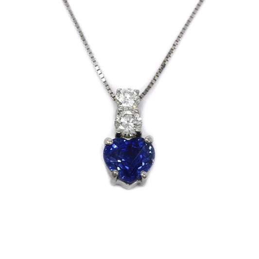 Pendente con Zaffiro taglio Cuore CT 1.20 e Diamanti CT 0.20