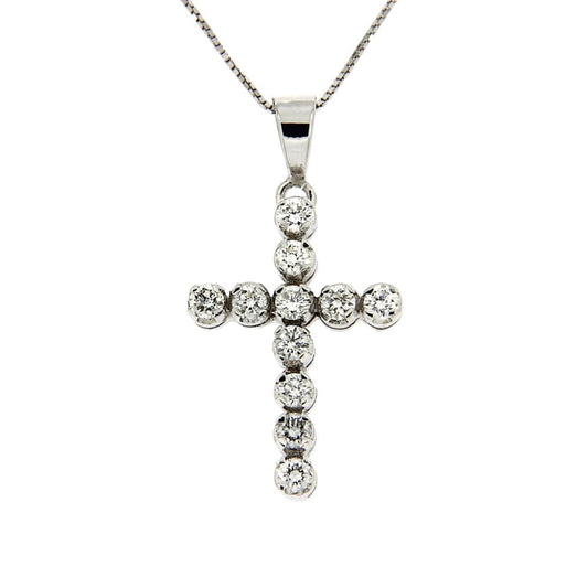 Pendente Croce con 11 Diamanti CT 0.62