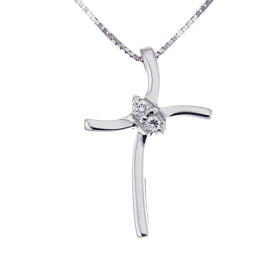 Pendente Croce con 2 Diamanti CT 0.03