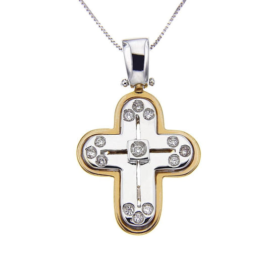 Pendente Croce con Diamanti Bicolore CT 0.11