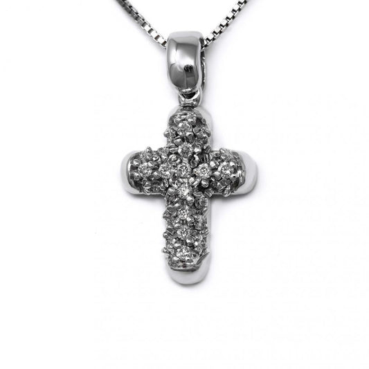 Pendente Croce scatolata con Diamanti CT 0.12