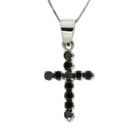 Pendente Croce con Diamanti Neri CT 0.33