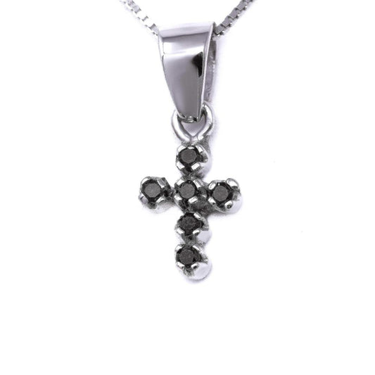 Pendente Croce con Diamanti Neri CT 0.12