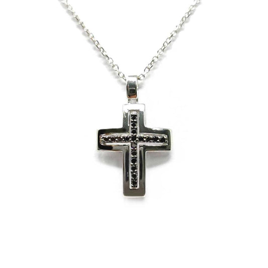 Pendente Croce con Diamanti Neri CT 0.14