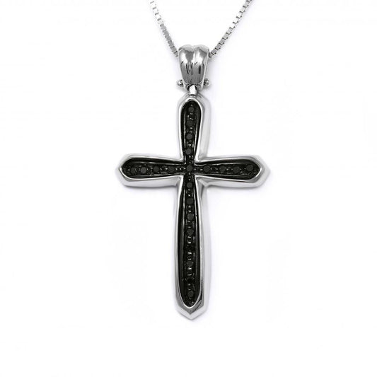 Pendente Croce con Diamanti Neri CT 0.09