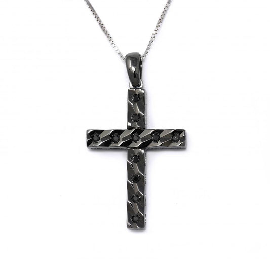 Pendente Croce con Diamanti Neri CT 0.06