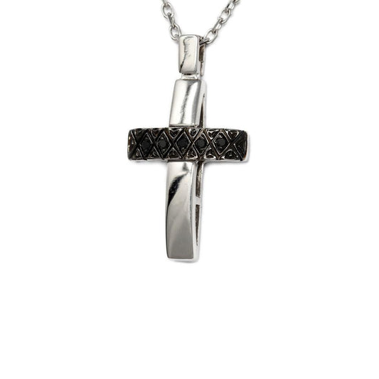 Pendente Croce con Diamanti Neri CT 0.05