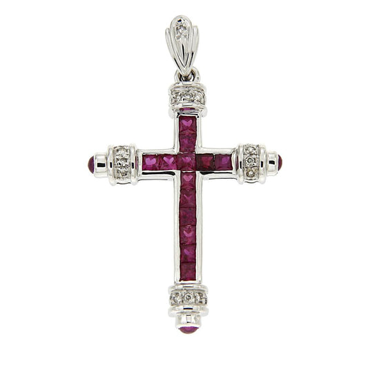 Pendente Croce con Rubini CT 1.02 e Diamanti CT 0.07