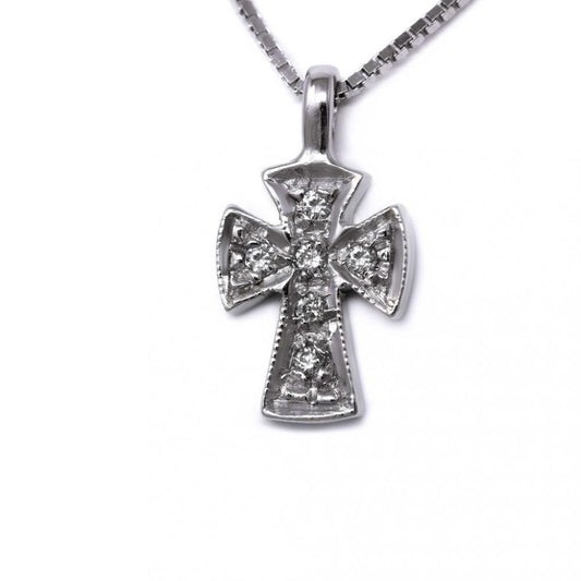 Pendente Croce Pavè con Diamanti CT 0.04