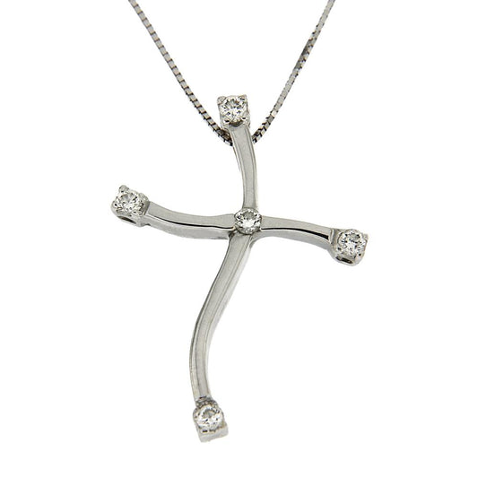 Pendente Croce in Oro Bianco e Diamanti CT 0.18