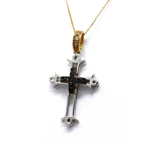 Pendente Croce con Diamanti neri CT 0.05