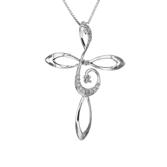 Pendente Croce Linea Floreale CT 0.11