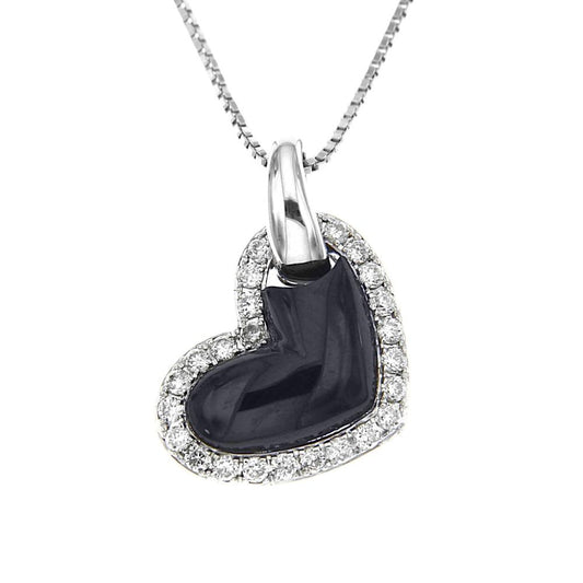 Pendente Cuore con Diamanti CT 0.10 e Onice