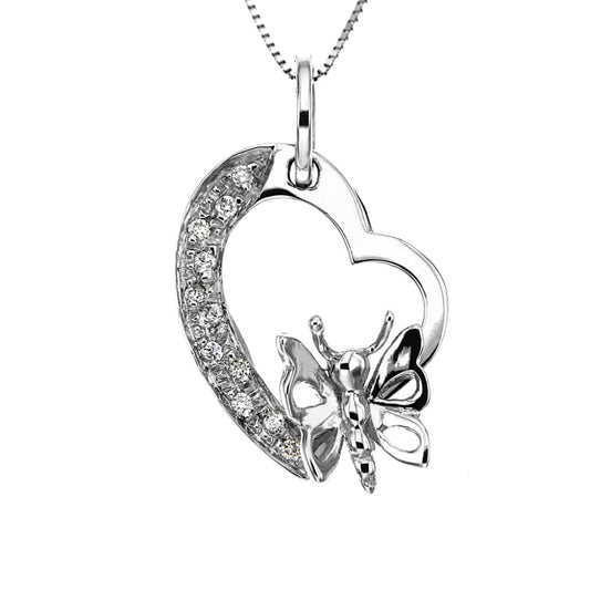 Pendente Cuore e Farfalla con Diamanti CT 0.07