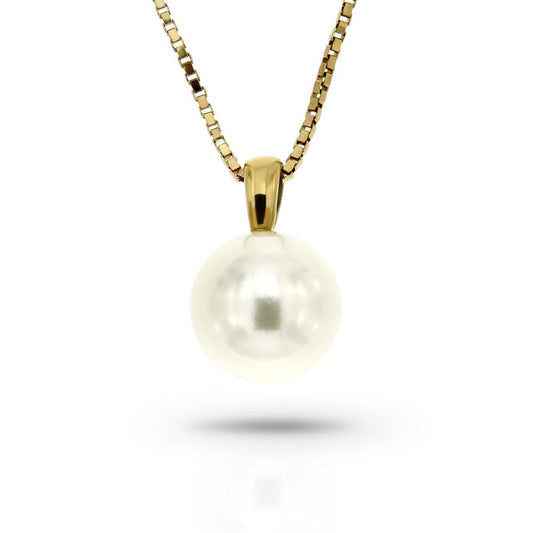 Pendente in Oro Giallo e Perla 9/9.5mm Mikimoto