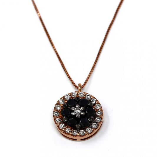 Pendente in Oro Rosa con Diamanti Bianchi CT 0.15 e Neri CT 0.27