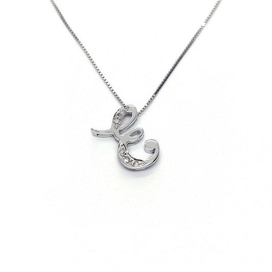 Pendente Lettera E con Diamanti CT 0.04