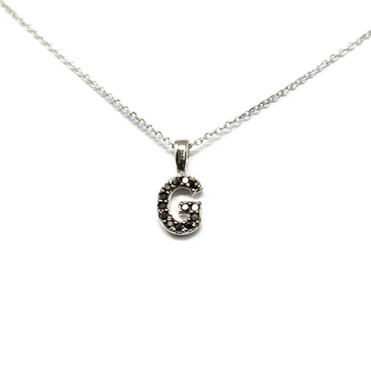 Pendente Lettera G con Diamanti Neri CT 0.05