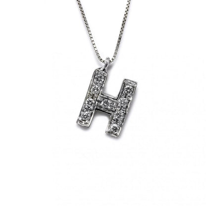 Pendente Lettera H con Diamanti CT 0.13