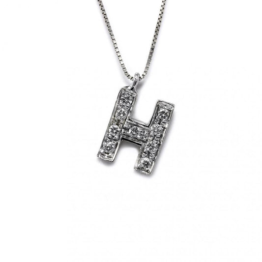Pendente Lettera H con Diamanti CT 0.13