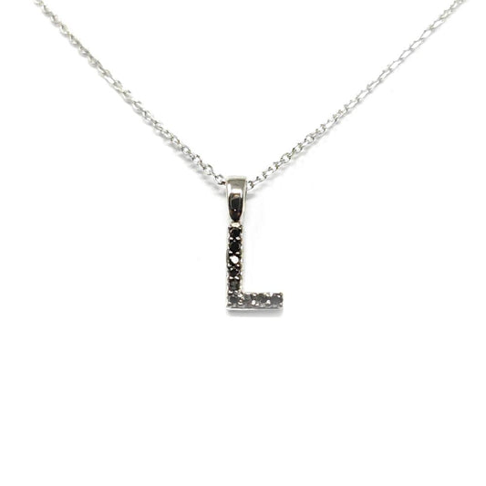 Pendente Lettera L con Diamanti Neri CT 0.04