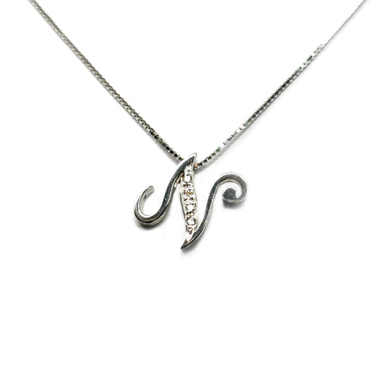 Pendente Lettera N in Corsino con Diamanti CT 0.03