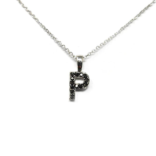 Pendente Lettera P con Diamanti Neri CT 0.05