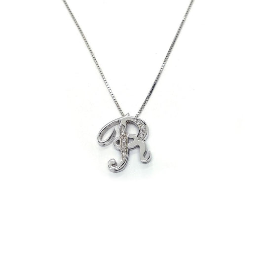 Pendente Lettera R in corsivo con Diamanti CT 0.03
