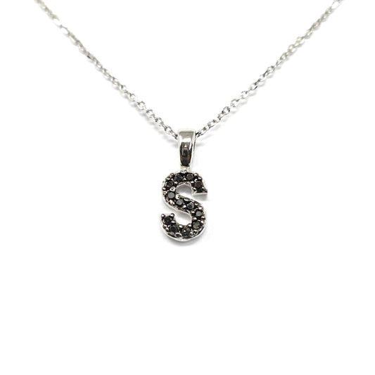 Pendente Lettera S con Diamanti Neri CT 0.05