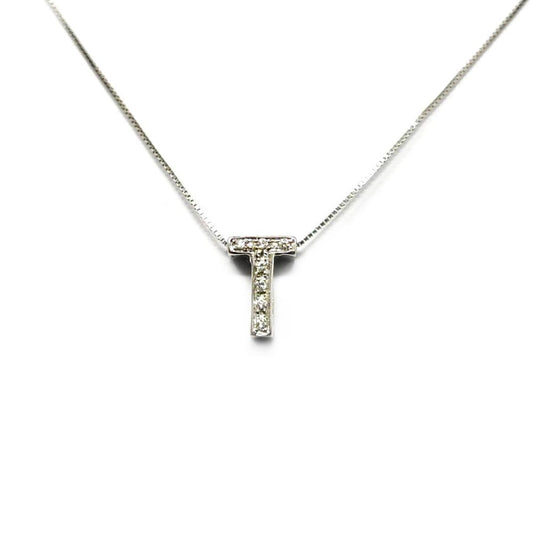 Pendente Lettera T con Diamanti CT 0.03