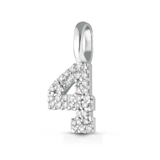 Pendente Numero 4 con Diamanti CT 0.12