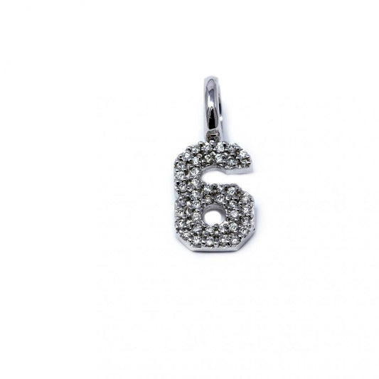 Pendente Numero 6 con Diamanti CT 0.12