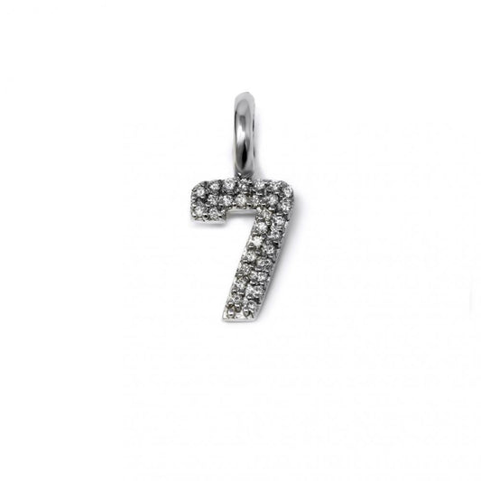 Pendente Numero 7 con Diamanti CT 0.12