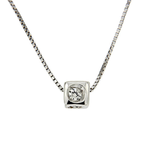 Pendente Quadrato con 1 Diamante CT 0.03