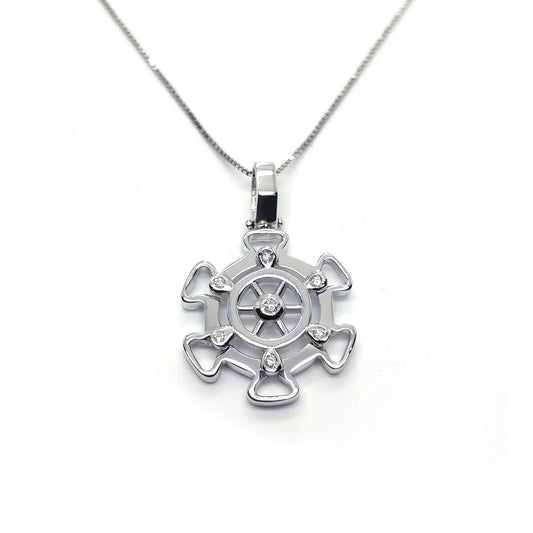 Pendente Rosa dei Venti in Oro Bianco e Diamanti CT 0.04