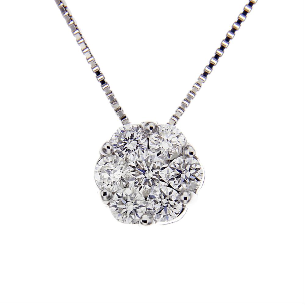 Pendente Rosetta Battuta con Diamanti CT 0.65