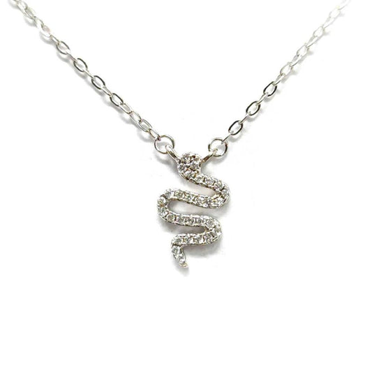 Pendente serpente in argento con zirconi