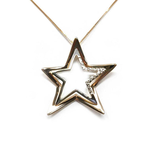 Pendente Stella con Diamanti CT 0.13 Bicolore