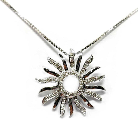 Pendente Sole Stilizzato con Diamanti CT. 0.25